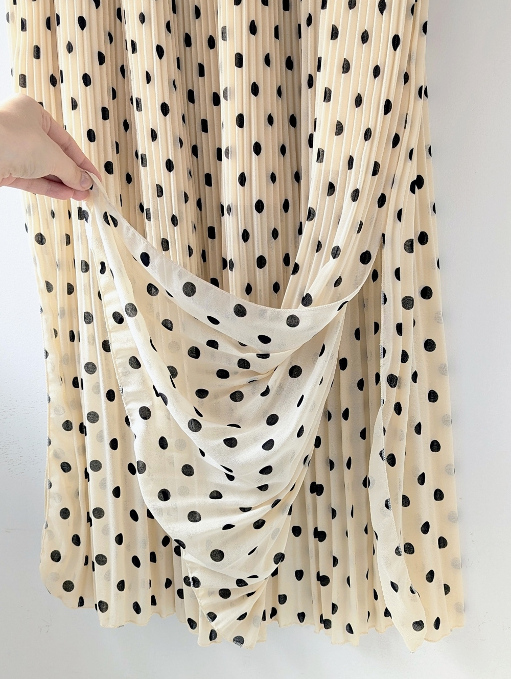 H&M Pleated Polka Dot Sheer Chiffon Maxi Skirt - Picture 5 of 13